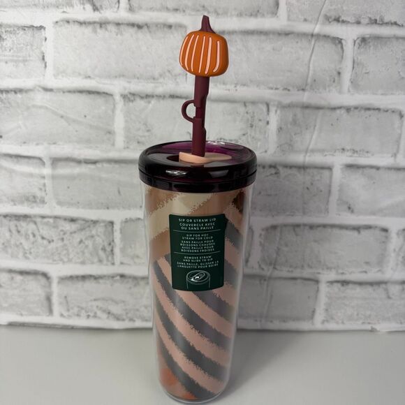 Starbucks Veni Fall Cold Cup Pumpkin Straw Topper - Picture 1 of 7